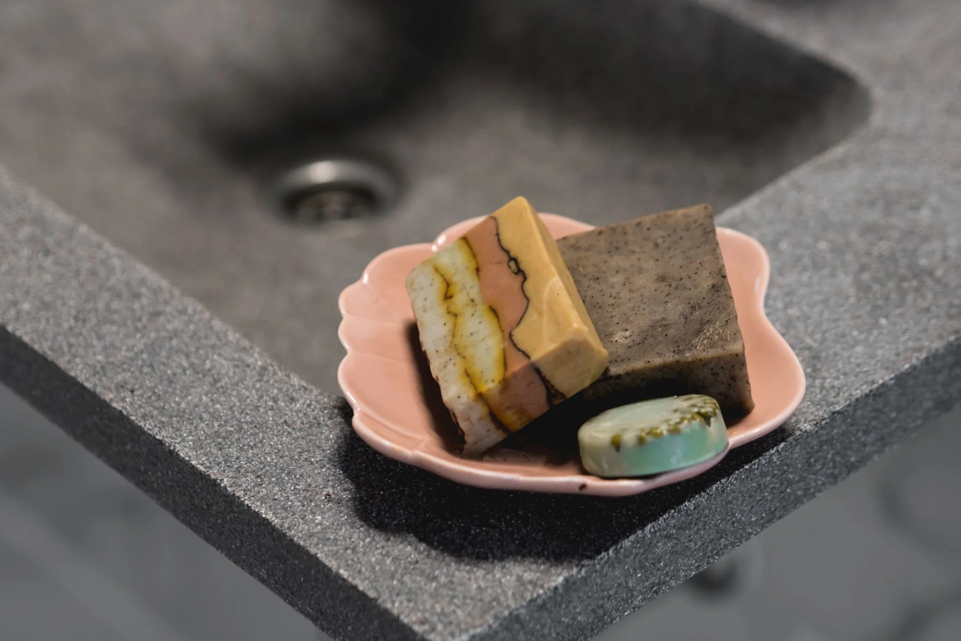 Close-up still life of handcrafted soaps
